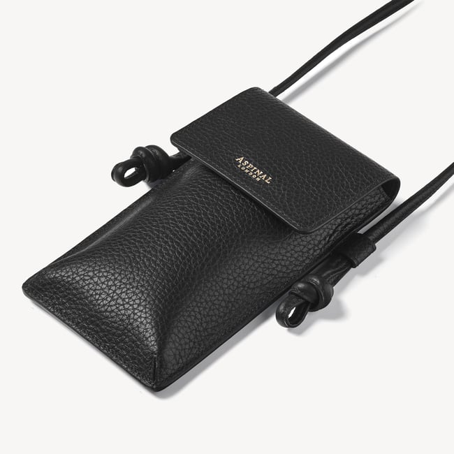 Ella Crossbody Phone Pouch Black Pebble