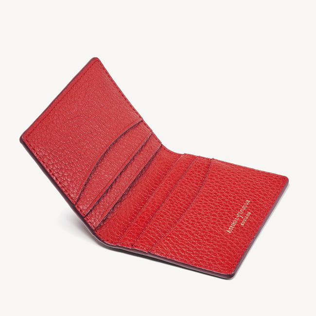 Double Fold Credit Card Holder Cardinal Red Pebble