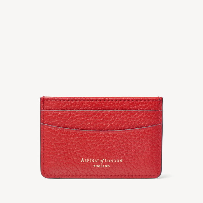 Slim Credit Card Holder Cardinal Red Pebble