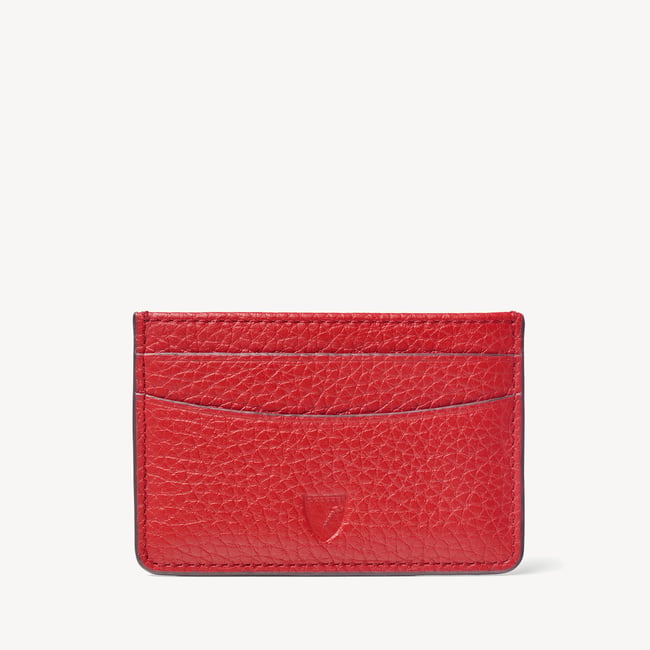 Slim Credit Card Holder Cardinal Red Pebble