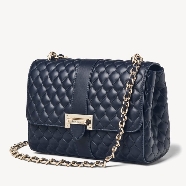 Large Lottie Navy Quilted Nappa