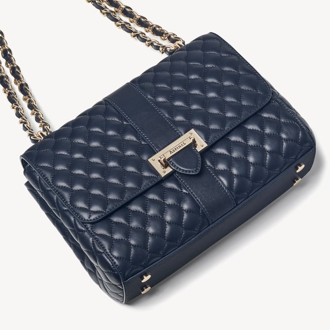 Large Lottie Navy Quilted Nappa