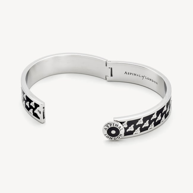 Bee Bangle Black Enamel & Palladium Silver Plated