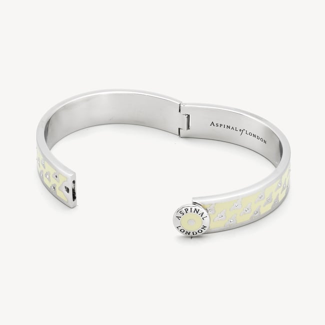 Bee Bangle Ivory Enamel & Palladium Silver Plated