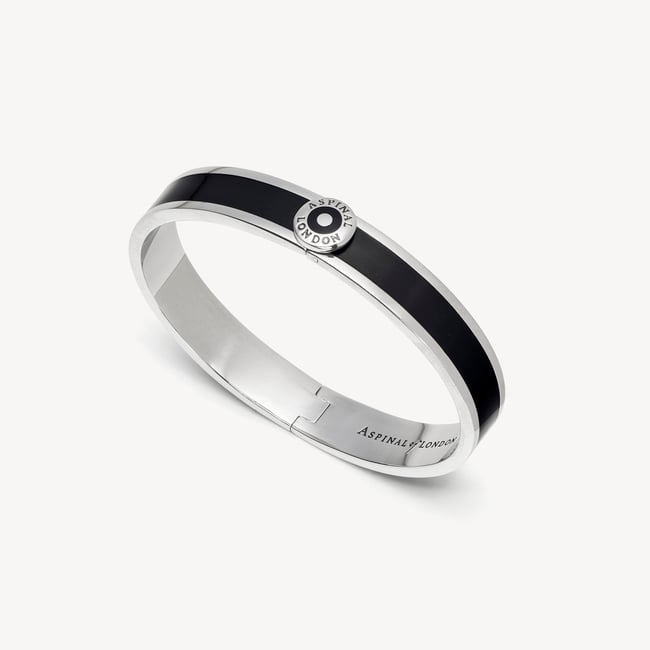 Enamel Bangle Black Enamel & Palladium Silver Plated