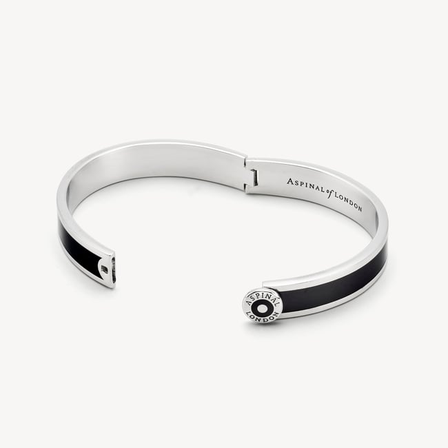 Enamel Bangle Black Enamel & Palladium Silver Plated