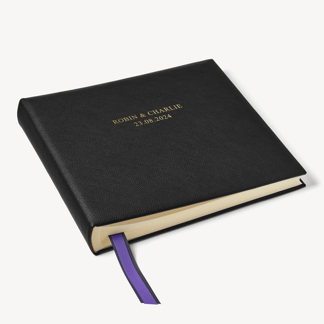 14-inch Leather Photo Album Black Pebble