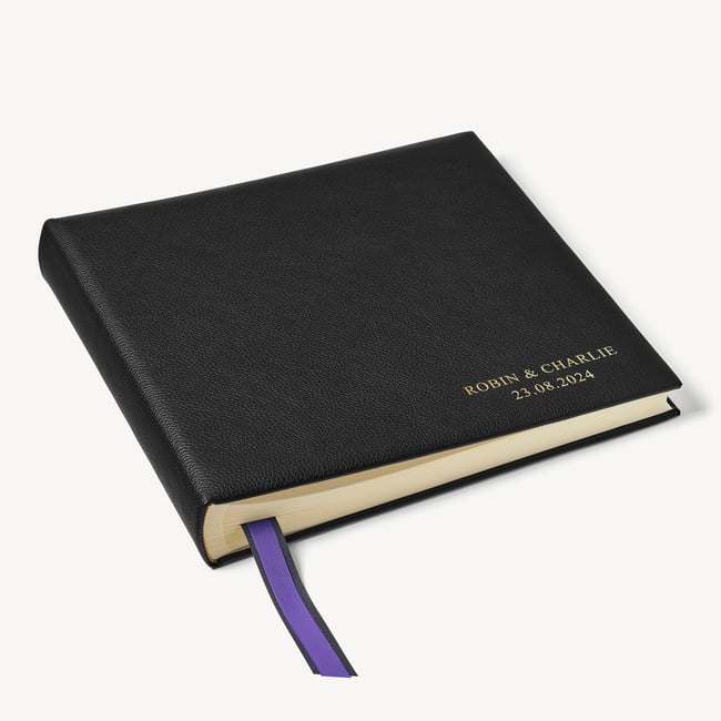 14-inch Leather Photo Album Black Pebble