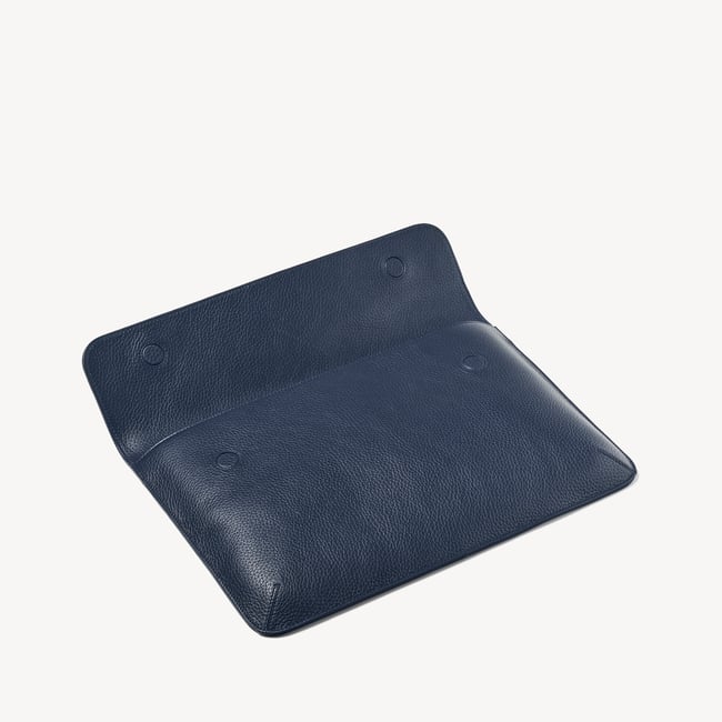Leather Laptop Case Navy Pebble