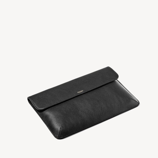 Leather Laptop Case Black Pebble