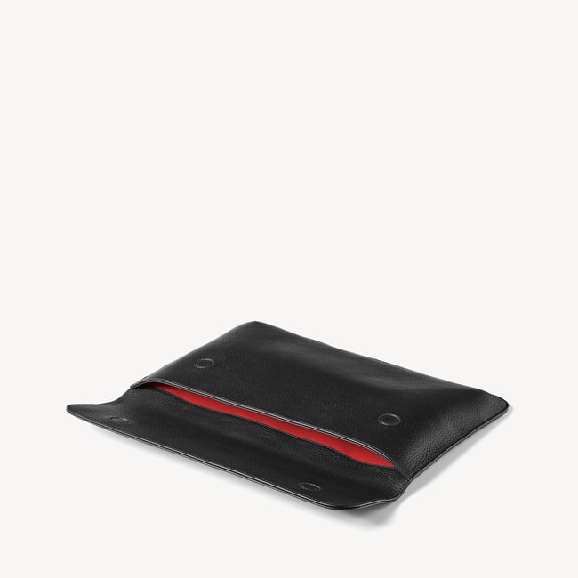 Leather Laptop Case Black Pebble