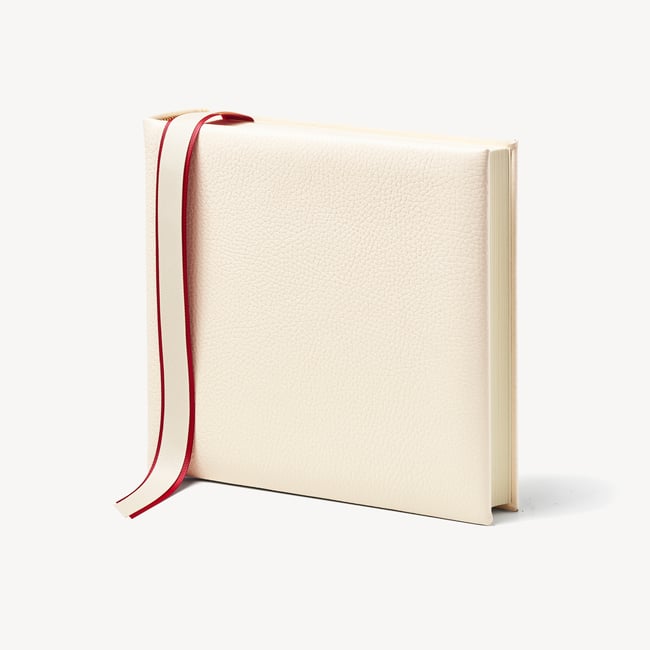 8-inch Leather Photo Album Ivory Pebble