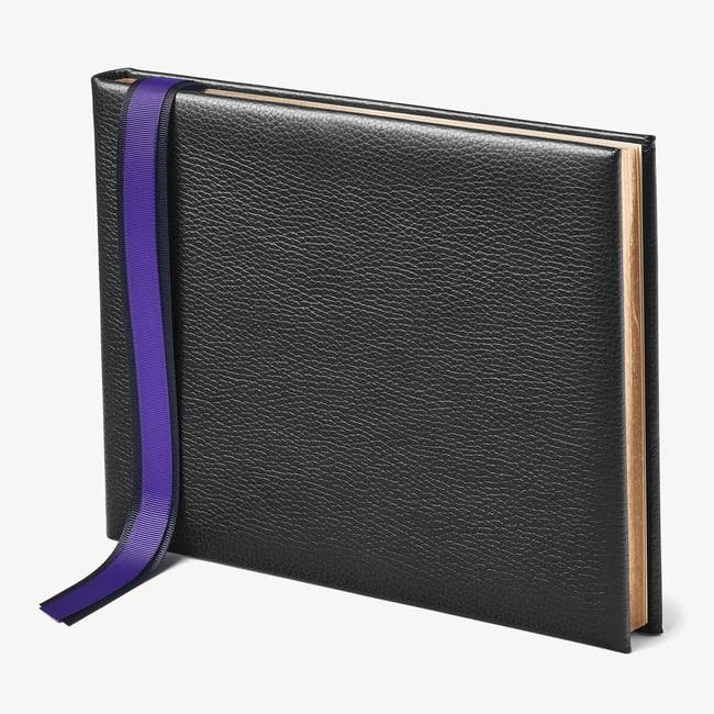 A4 Classic Leather Guest Book Black Pebble