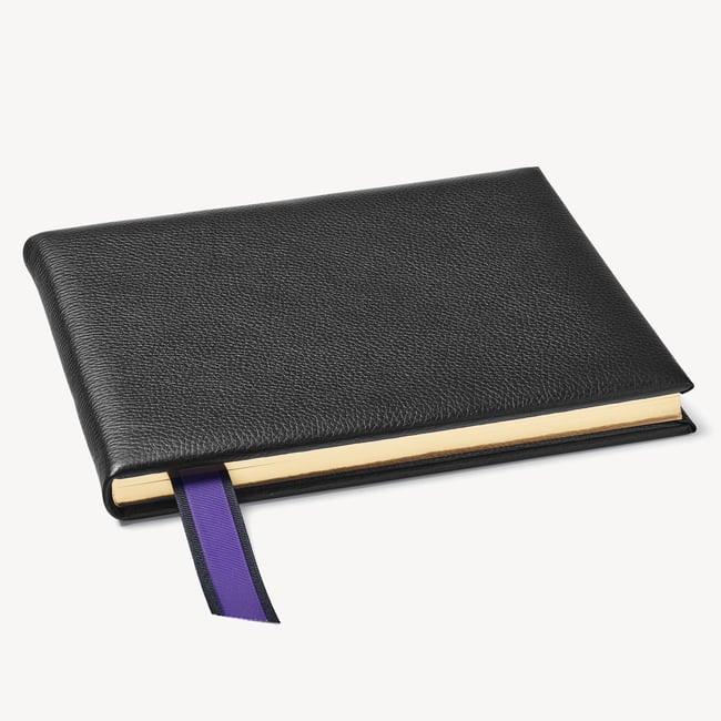 A4 Classic Leather Guest Book Black Pebble