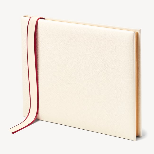 A4 Classic Leather Guest Book Ivory Pebble