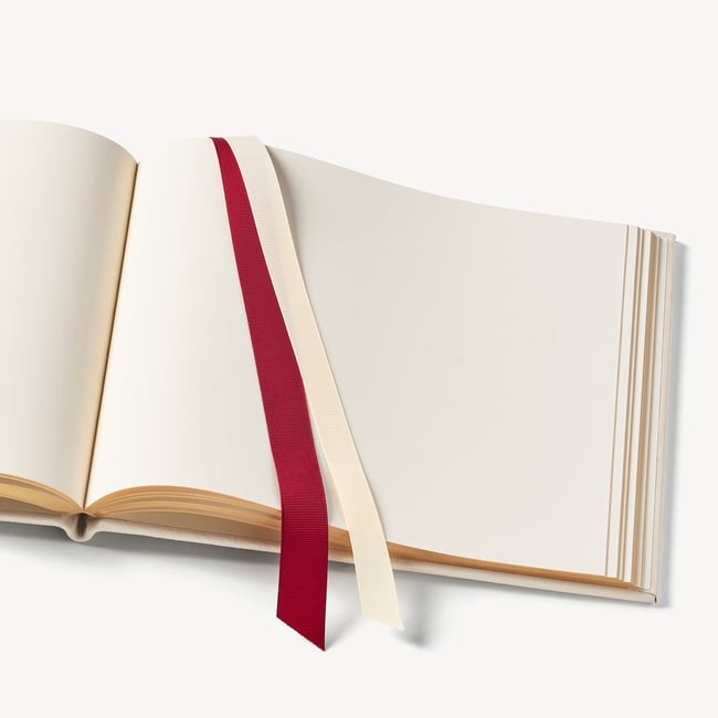 A4 Classic Leather Guest Book Ivory Pebble
