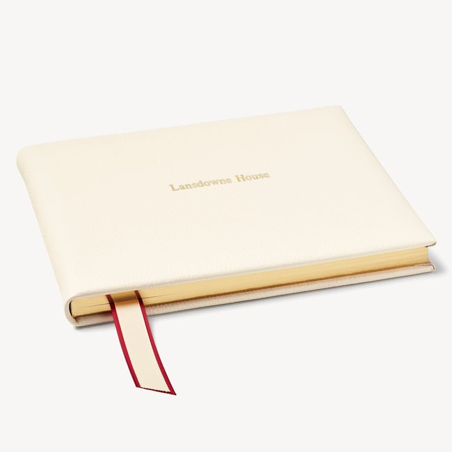 A4 Classic Leather Guest Book Ivory Pebble