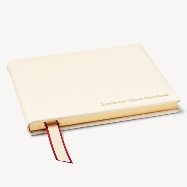 A4 Classic Leather Guest Book Ivory Pebble