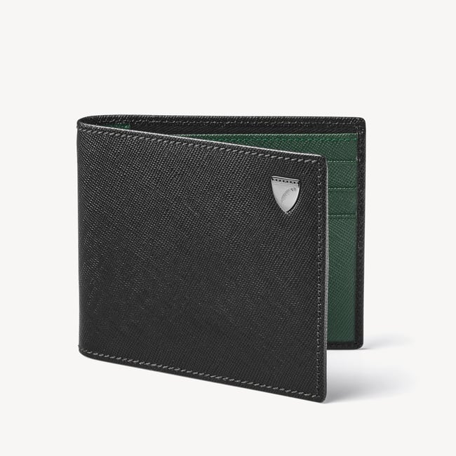 Billfold RFID Wallet Black & Green Saffiano