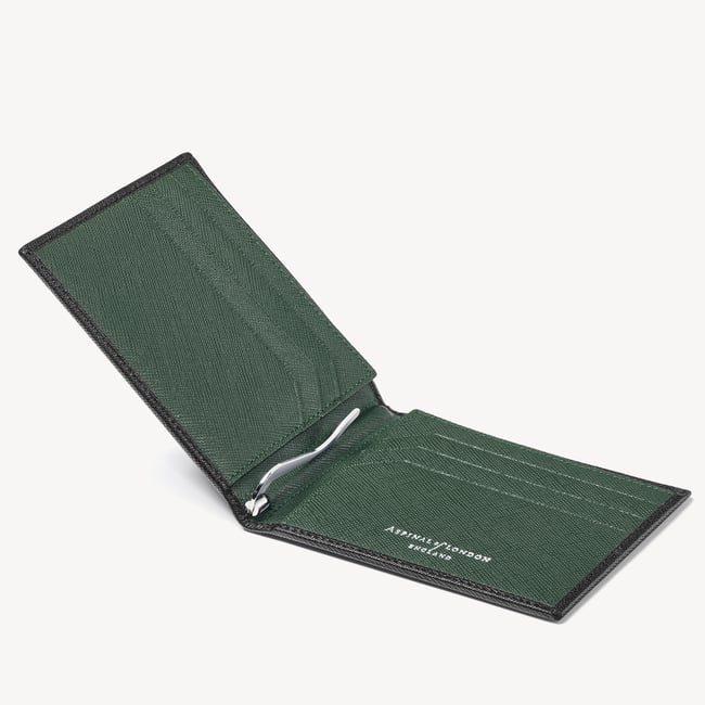 Billfold RFID Wallet Black & Green Saffiano