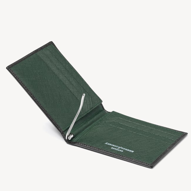 Billfold RFID Wallet Black & Green Saffiano
