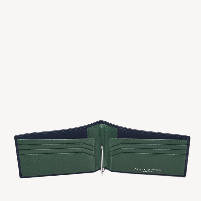 Billfold RFID Wallet Black & Green Saffiano