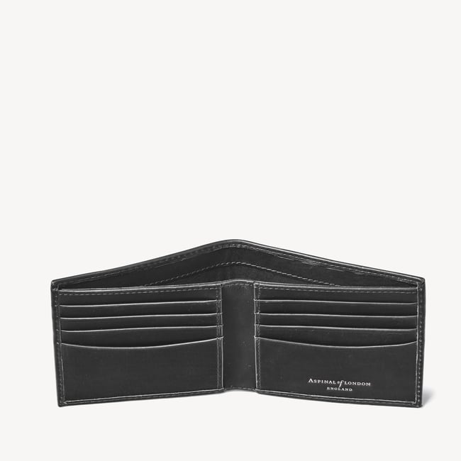 8 Card Billfold Wallet Black Woven Leather