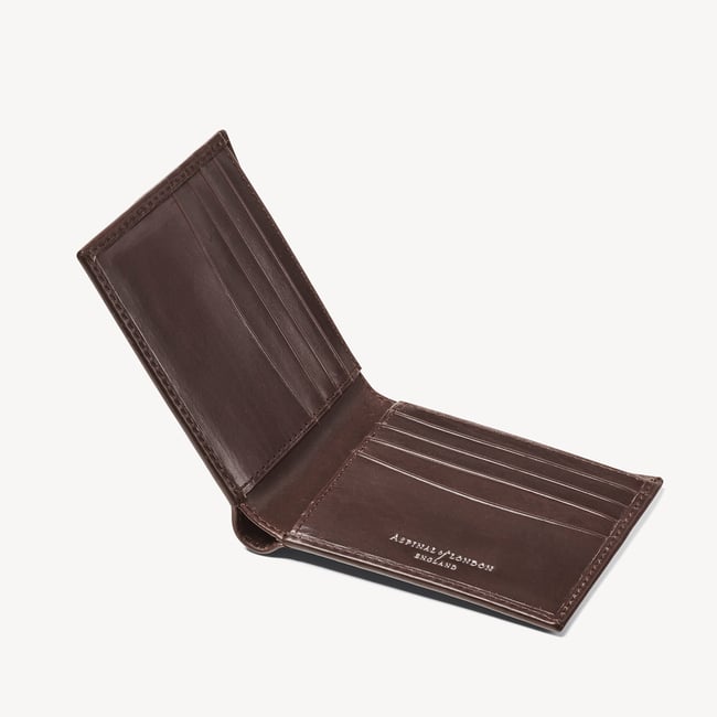 8 Card Billfold Wallet Chocolate Woven Leather