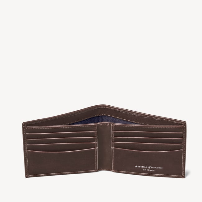8 Card Billfold Wallet Chocolate Woven Leather
