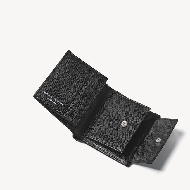 ID & Coin RFID Wallet Black Saffiano