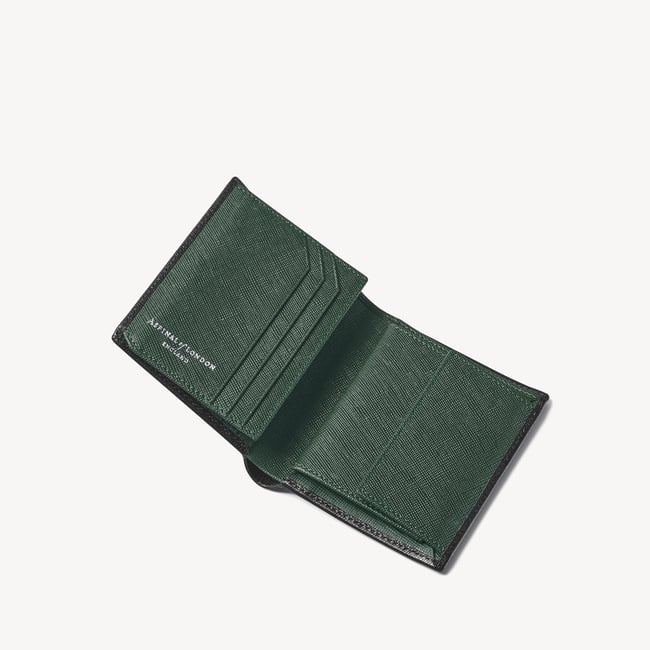 ID & Coin RFID Wallet Black & Green Saffiano