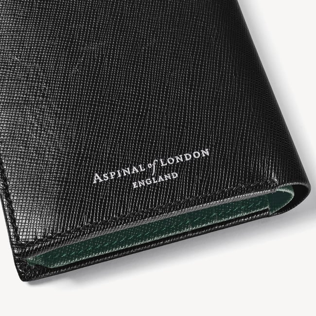 ID & Coin RFID Wallet Black & Green Saffiano
