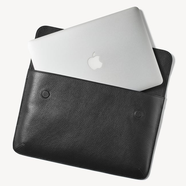 Leather Laptop Case Black Pebble