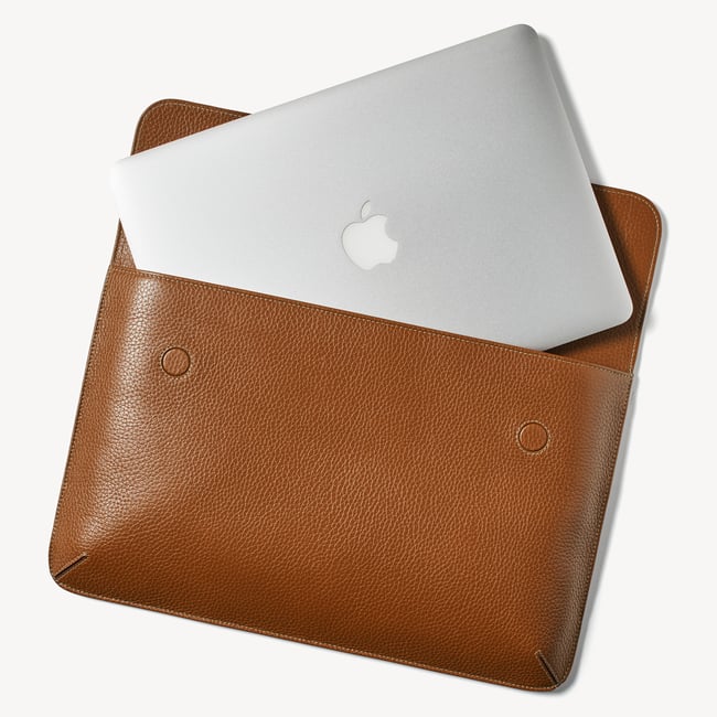 Leather Laptop Case Tan Pebble