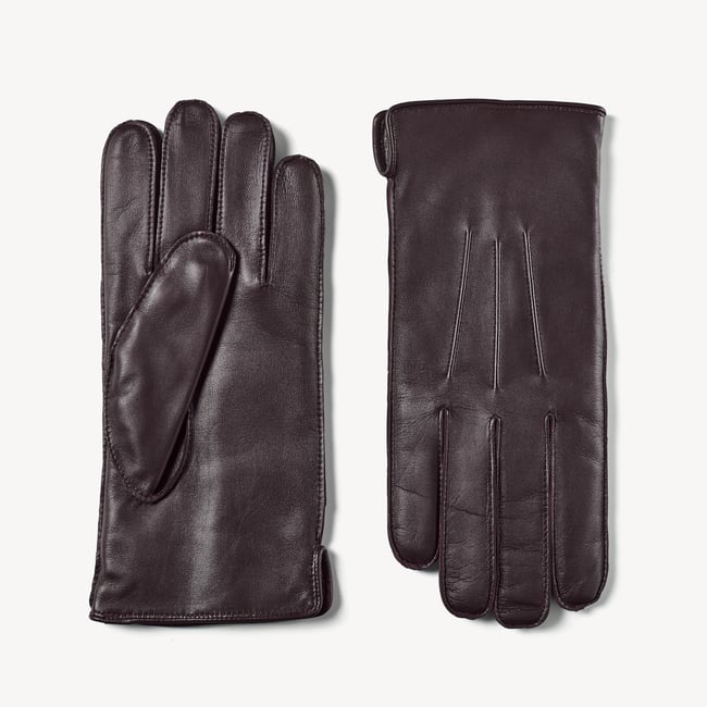 Men’s Cashmere Lined Leather Gloves Brown Nappa