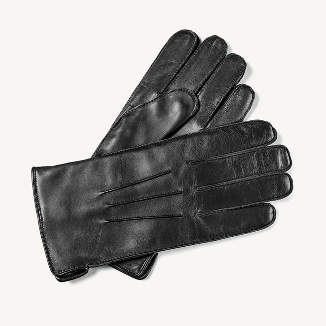 Men’s Cashmere Lined Leather Gloves Black Nappa