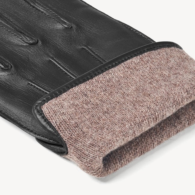Men’s Cashmere Lined Leather Gloves Black Nappa
