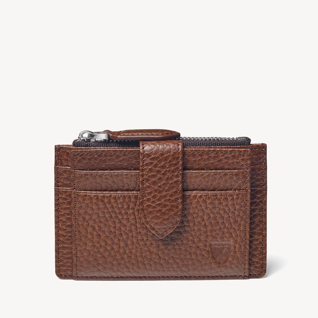 Zipped RFID Card Holder Tobacco Pebble