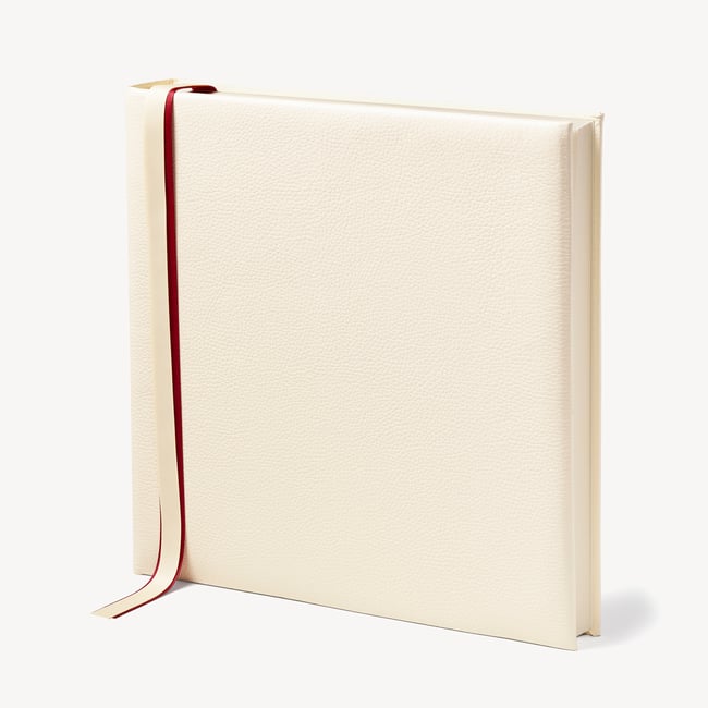 12-inch Leather Photo Album Ivory Pebble