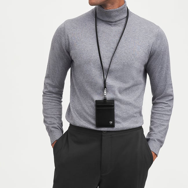 Lanyard ID & Card Holder Smooth Black
