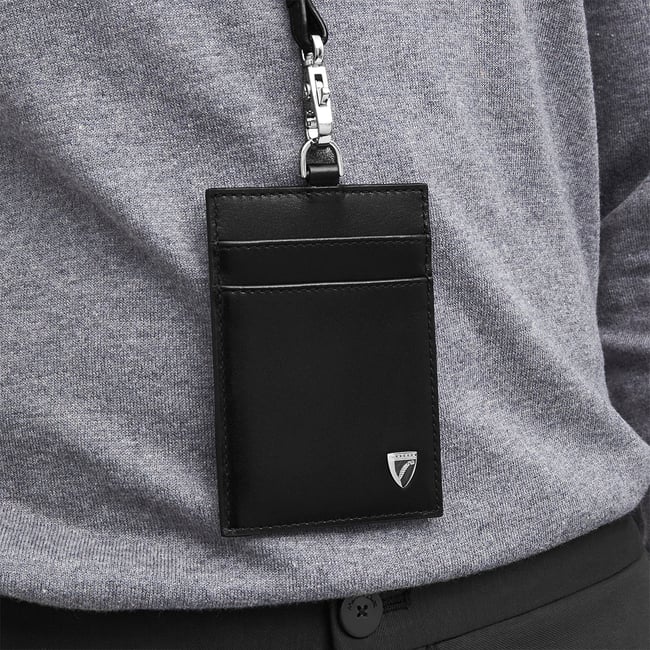 Lanyard ID & Card Holder Smooth Black