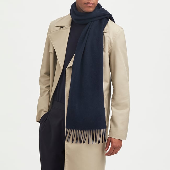 Pure Cashmere Scarf Navy Cashmere