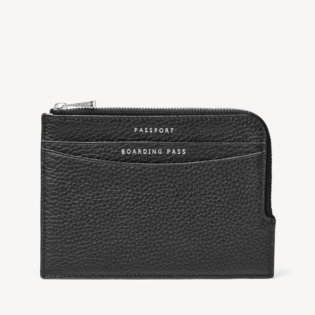 Zipped Travel Wallet Black Pebble