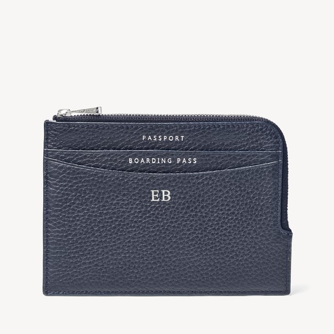 Zipped Travel Wallet Navy Pebble