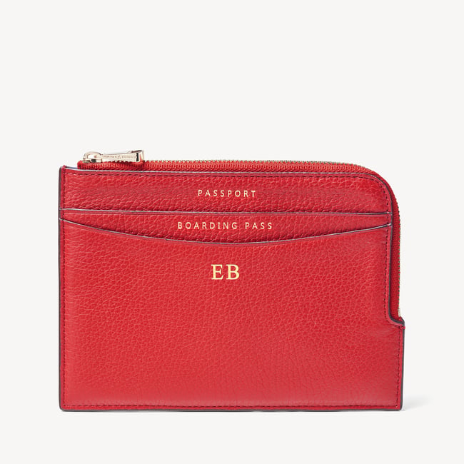 Zipped Travel Wallet Cardinal Red Pebble