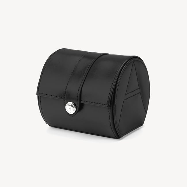 Travel Watch Roll Smooth Black & Cobalt Blue Suede