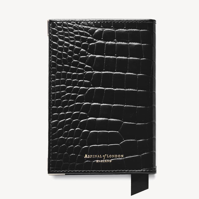 Passport Cover Black Patent Croc