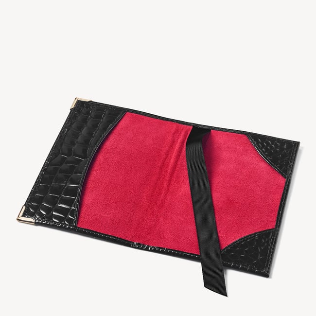 Passport Cover Black Patent Croc