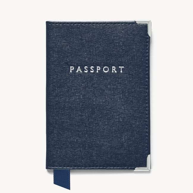 Passport Cover Navy Saffiano