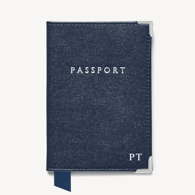 Passport Cover Navy Saffiano